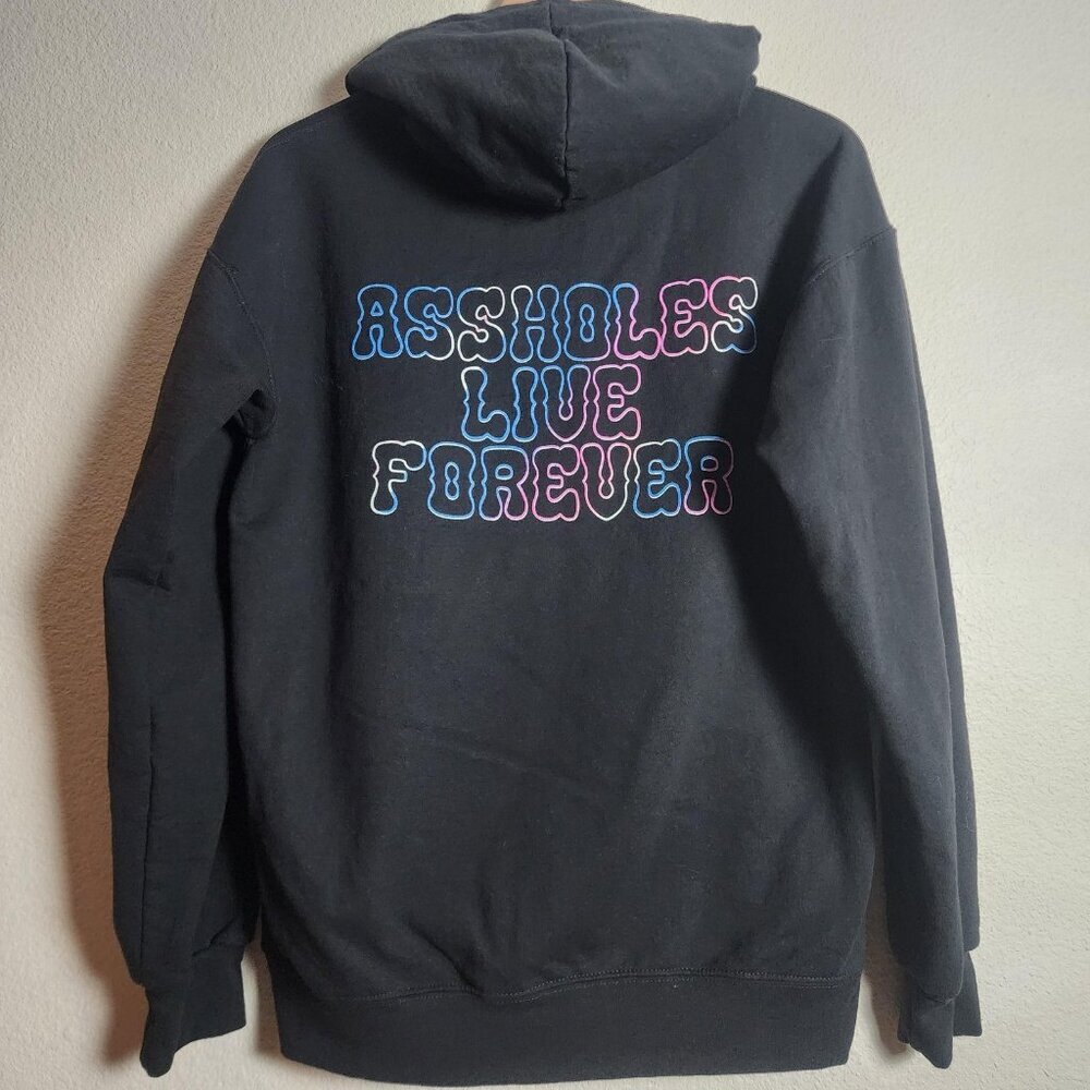 Assholes*s Live Forever Hoodie Mens Medium Black Pullover Graphic Sweatshirt - Picture 5 of 8